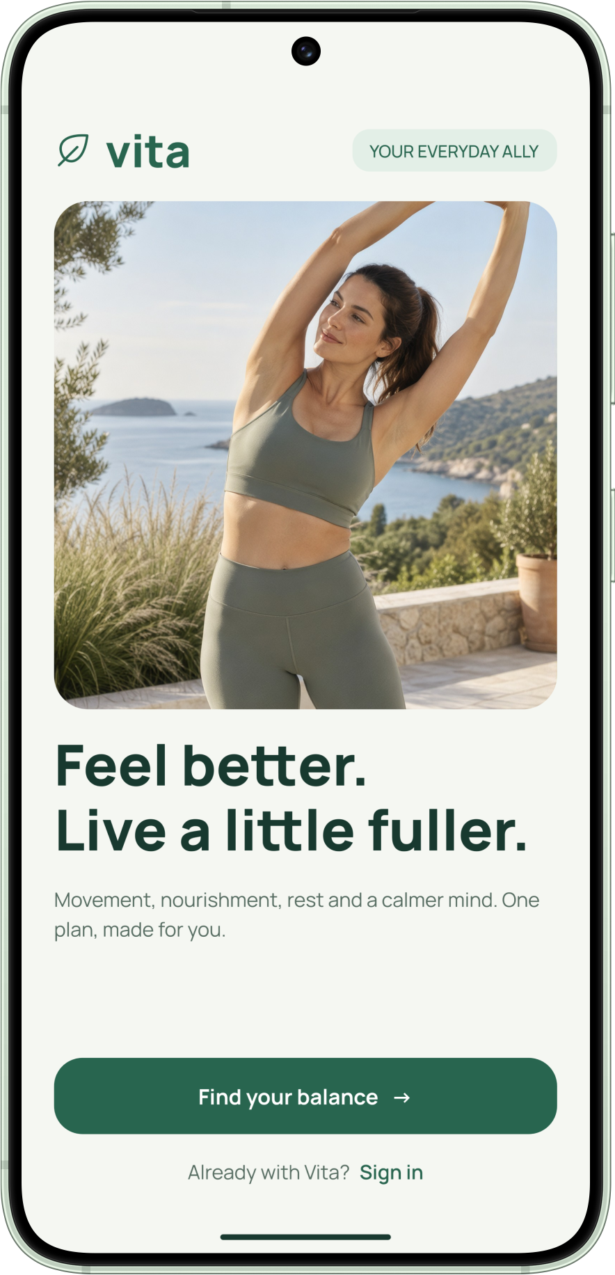 Vita — Welcome. A calm introduction to everyday wellness.