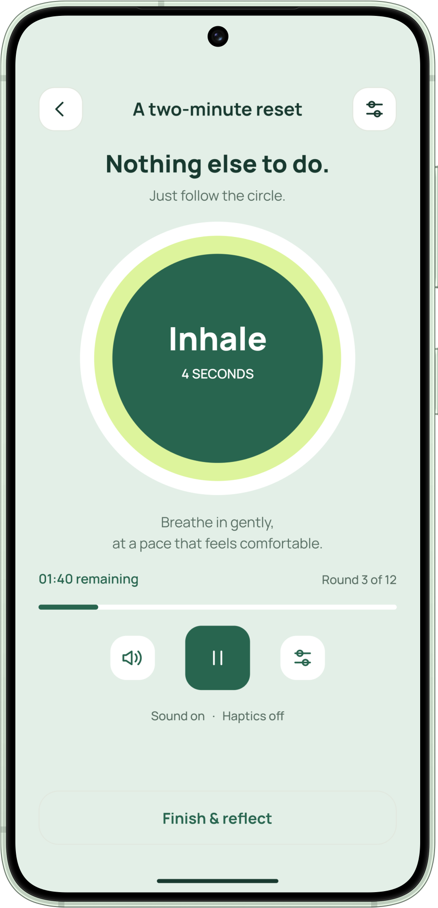 Vita — Guided breathing. Follow a two-minute breathing rhythm at your own pace.